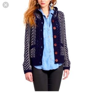 Anthropologie HWR Monogram Sion Hooded Cardigan Lg
